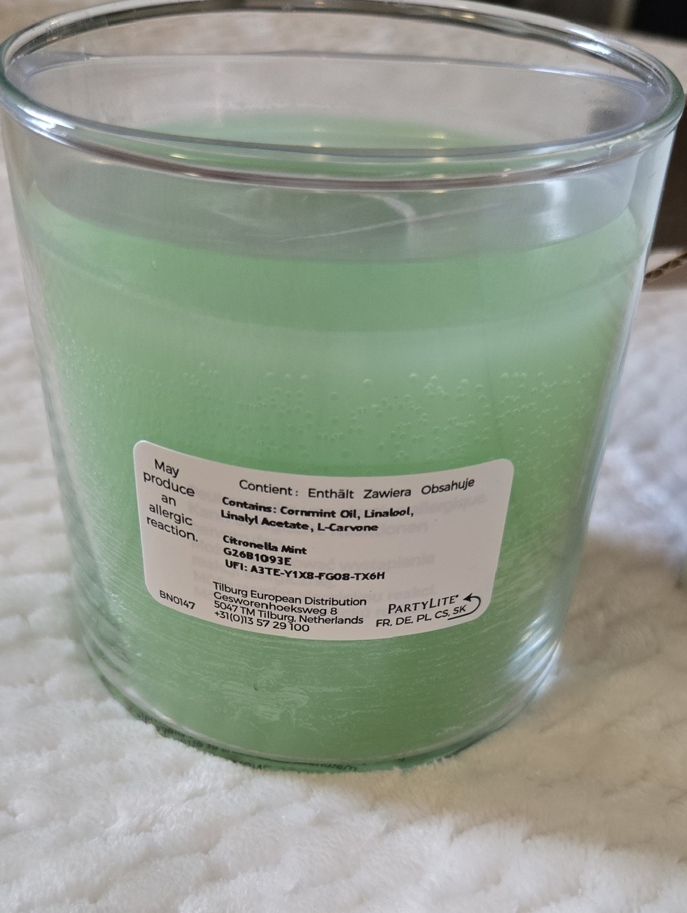 NIB PartyLite Mint Green Scented Jar Candle